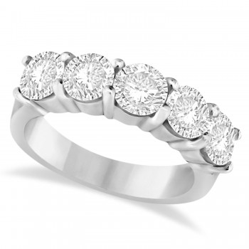 Five Stone Lab Grown Diamond Ring Anniversary Band 14k White Gold (3.00ctw)