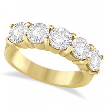 Five Stone Lab Grown Diamond Ring Anniversary Band 14k Yellow Gold (3.00 ctw)