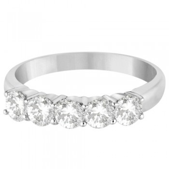 Five Stone Diamond Ring Anniversary Band 18k White Gold (1.00ct)