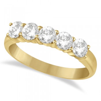 Five Stone Diamond Ring Anniversary Band 18k Yellow Gold (1.00ct)