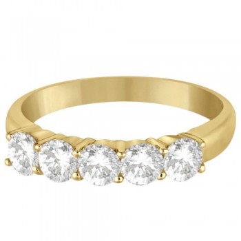 Five Stone Diamond Ring Anniversary Band 18k Yellow Gold (1.00ct)