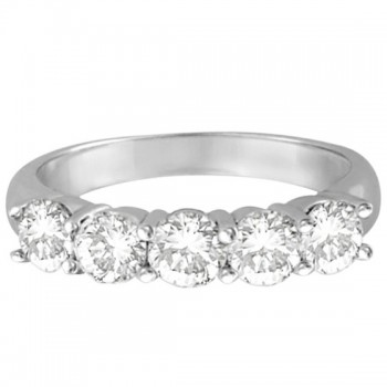 Five Stone Diamond Ring Anniversary Band 18k White Gold (1.50ct)