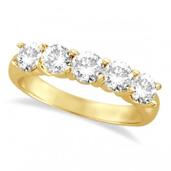 Five Stone Diamond Ring Anniversary Band 14k Yellow Gold (1.50 ctw)