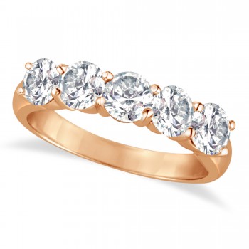 Five Stone Diamond Ring Anniversary Band 18k Rose Gold (2.00ct)