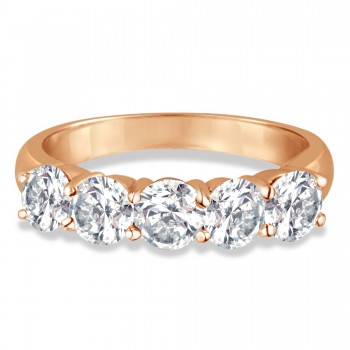 Five Stone Diamond Ring Anniversary Band 18k Rose Gold (2.00ct)