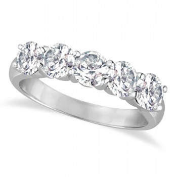 Five Stone Diamond Ring Anniversary Band 18k White Gold (2.00ct)