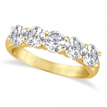 Five Stone Diamond Ring Anniversary Band 18k Yellow Gold (2.00ct)