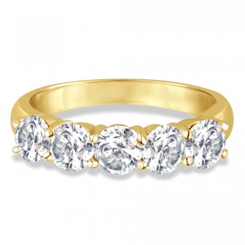 Five Stone Diamond Ring Anniversary Band 18k Yellow Gold (2.00ct)