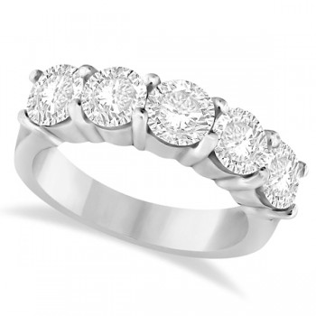 Five Stone Diamond Ring Anniversary Band 14k White Gold (3.00ctw)