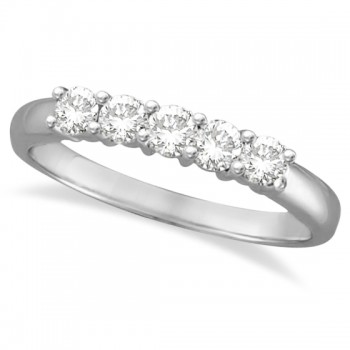 Five Stone Diamond Ring Anniversary Band Palladium (0.50ctw)