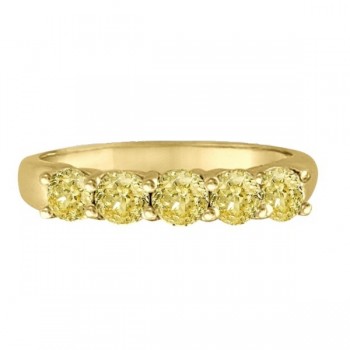 Five Stone Fancy Yellow Canary Diamond Anniversary Ring 14k Gold (1.00ct)