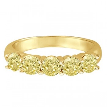 Five Stone Fancy Yellow Canary Diamond Anniversary Ring 14k (1.50ct)