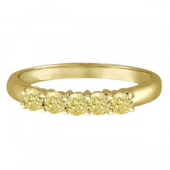 Five Stone Fancy Yellow Canary Diamond Anniversary Ring 14k Gold (0.50ct)