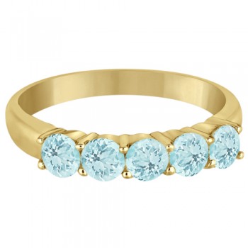 Five Stone Aquamarine Ring 14k Yellow Gold (1.60ctw)