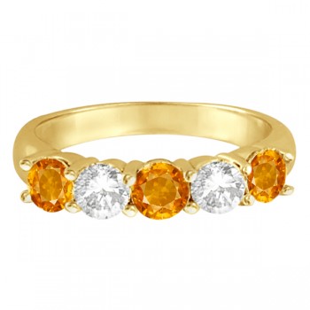 Five Stone Diamond and Citrine Ring 14k Yellow Gold (1.92ctw)