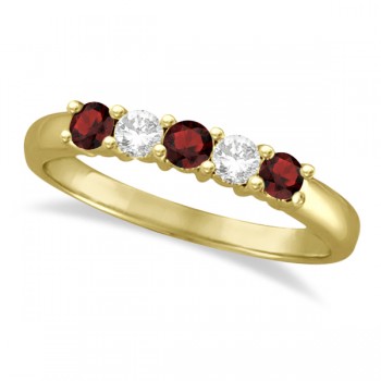 Five Stone Diamond and Garnet Ring 14k Yellow Gold (0.67ctw)