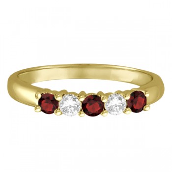 Five Stone Diamond and Garnet Ring 14k Yellow Gold (0.67ctw)