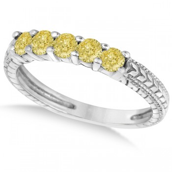 Five-Stone Fancy Yellow Diamond Ring Band 14k White Gold (0.50ct)