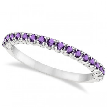 Half-Eternity Pave-Set Thin Amethyst Stacking Ring Palladium (0.65ct)