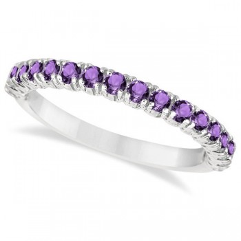 Half-Eternity Pave-Set Amethyst Stacking Ring Palladium (0.95ct)