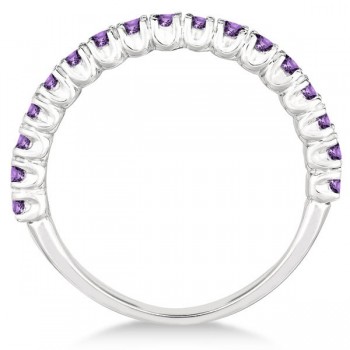 Half-Eternity Pave-Set Amethyst Stacking Ring Palladium (0.95ct)