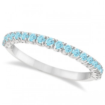 Half-Eternity Pave-Set Thin Aquamarine Stacking Ring Palladium (0.65ct)