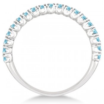 Half-Eternity Pave-Set Thin Aquamarine Stacking Ring Palladium (0.65ct)