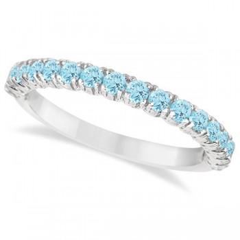 Half-Eternity Pave-set Aquamarine Stacking Ring Palladium (0.95ct)