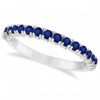 Half-Eternity Pave-Set Blue Sapphire Stacking Ring Palladium (0.95ct)