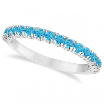 Half-Eternity Pave-Set Blue Topaz Stacking Ring Palladium (0.95ct)