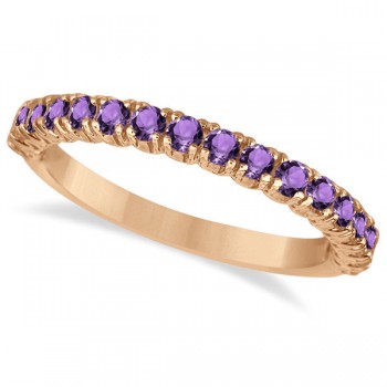 Half-Eternity Pave-Set Amethyst Stacking Ring 14k Rose Gold (0.95ct)