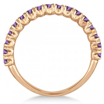 Half-Eternity Pave-Set Amethyst Stacking Ring 14k Rose Gold (0.95ct)