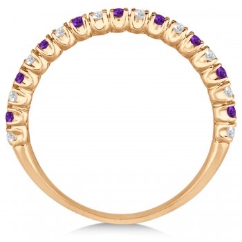 Amethyst & Diamond Wedding Band Anniversary Ring in 14k Rose Gold (0.50ct)