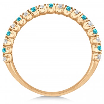 Blue & White Diamond Wedding Band Anniversary Ring in 14k Rose Gold (0.50ct)