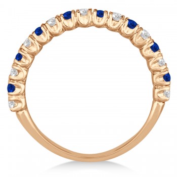 Lab Blue Sapphire & Lab Grown Diamond Wedding Band Anniversary Ring in 14k Rose Gold (0.75ct)