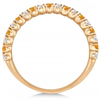 Citrine & Diamond Wedding Band Anniversary Ring in 14k Rose Gold (0.50ct)