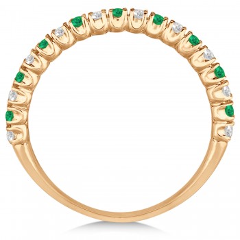 Emerald & Diamond Wedding Band Anniversary Ring in 14k Rose Gold (0.50ct)