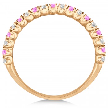 Pink Sapphire & Diamond Wedding Band Anniversary Ring in 14k Rose Gold (0.50ct)