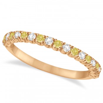 Yellow & White Diamond Wedding Band Anniversary Ring in 14k Rose Gold (0.50ct)