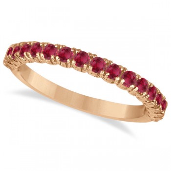 Half-Eternity Pave-set Ruby Stacking Ring 14k Rose Gold (0.95ct)