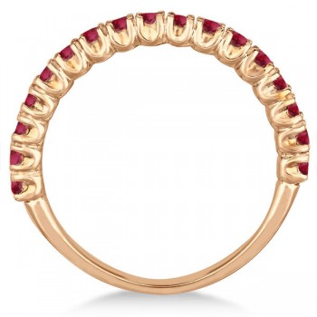 Half-Eternity Pave-set Ruby Stacking Ring 14k Rose Gold (0.95ct)