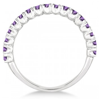 Half-Eternity Pave-Set Amethyst Stacking Ring 14k White Gold (0.95ct)