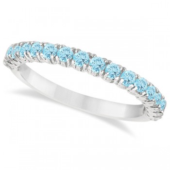 Half-Eternity Pave-set Aquamarine Stacking Ring 14k White Gold (0.95ct)