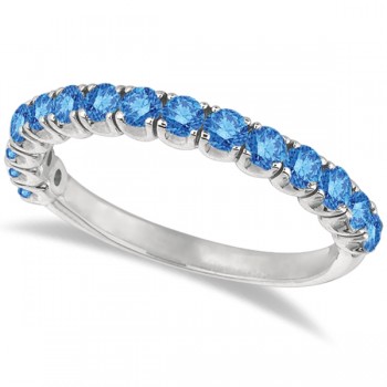 Fancy Blue Diamond Ring Anniversary Band in 14k White Gold (1.00ct)