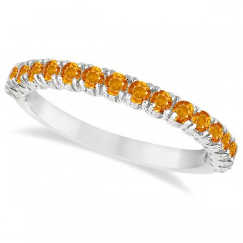 Half-Eternity Pave-Set Citrine Stacking Ring 14k White Gold (0.95ct)