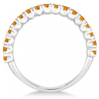 Half-Eternity Pave-Set Citrine Stacking Ring 14k White Gold (0.95ct)