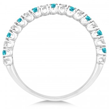 Blue & White Diamond Wedding Band Anniversary Ring in 14k White Gold (0.50ct)