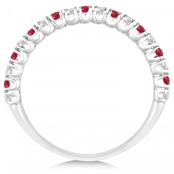 Lab Ruby & Lab Grown Diamond Wedding Band Anniversary Ring in 14k White Gold (0.50ct)