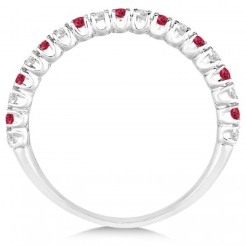 Ruby & Diamond Wedding Band Anniversary Ring in 14k White Gold (0.50ct)