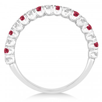 Ruby & Diamond Wedding Band Anniversary Ring in 14k White Gold (0.75ct)